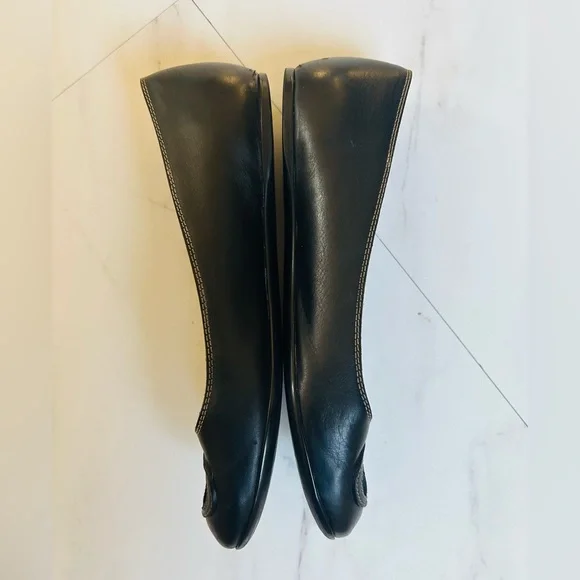 Gucci Vintage Interlocking G Black Leather Ballet Flat Stitching 37 / 6.5 - Picture 3 of 11